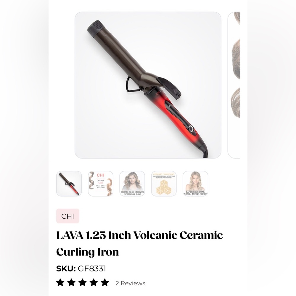 CHI Volcanic Ceramic Curling Iron - Black and Red